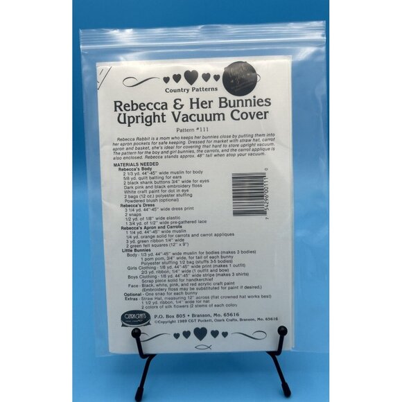 Vacuum Cover Sewing Bunny PATTERN With Small Bunnies Ozark Crafts Vtg #111 RARE - Picture 2 of 2